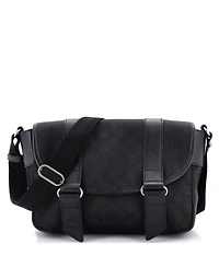 Pre-Owned Gucci Double Belt Flap Messenger Gg Canvas with Perforated Leather