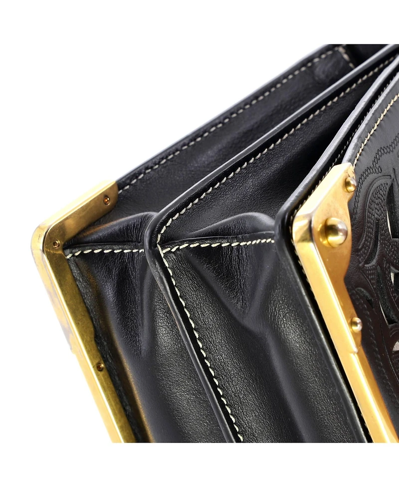 Pre-Owned Prada Small Cahier Crossbody Bag Studded Laser Cut Leather