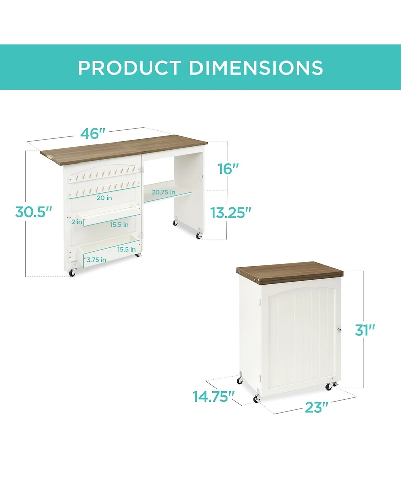 Best Choice Products Sewing Machine Table & Desk w/ Craft Storage and Trays