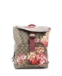Pre-Owned Gucci Medium Buckle Backpack Blooms Print Gg Coated Canvas