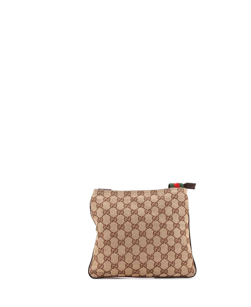 Pre-Owned Gucci Small Web Strap Zip Messenger Bag Gg Canvas