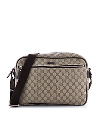 Pre-Owned Gucci Large Front Zip Camera Bag Gg Coated Canvas