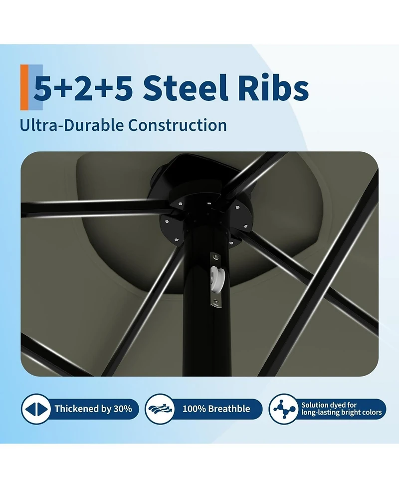 gaomon 15 ft Rectangular Patio Umbrella with Base, Crank Handle, Uv Protection, Large Outdoor Market Umbrella for Deck & Pool