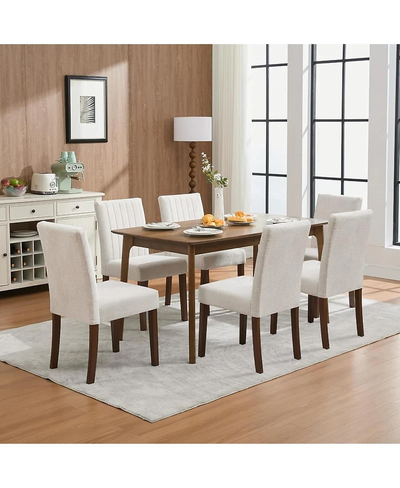 gaomon Parsons Button Tufted Dining Chairs Set of 6,Upholstered Fabric Kitchen Chairs with Wood Legs and Padded Seats,Living Room Kitchen Furniture