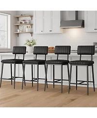 gaomon Bar Stools Set of 2,Tall Chairs with Thick Cushion and Thickened Metal Legs,Pu Leather Counter Height Barstools w/Backrest Footrest