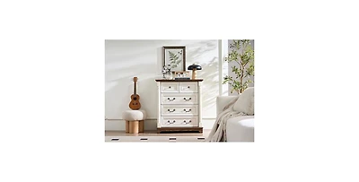 Flynama 5 Drawer Elegant Brown Dresser Easy Clean Cabinet for Home Office Home Furniture with Spacious Drawers Easy Assembly