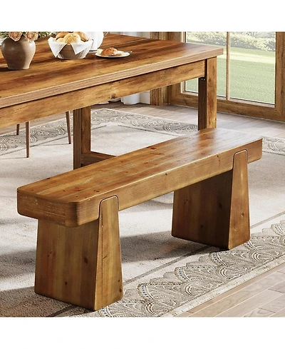 Tribesigns Solid Wood Dining Bench, 47" Farmhouse Dining Table Bench with Thickened Legs