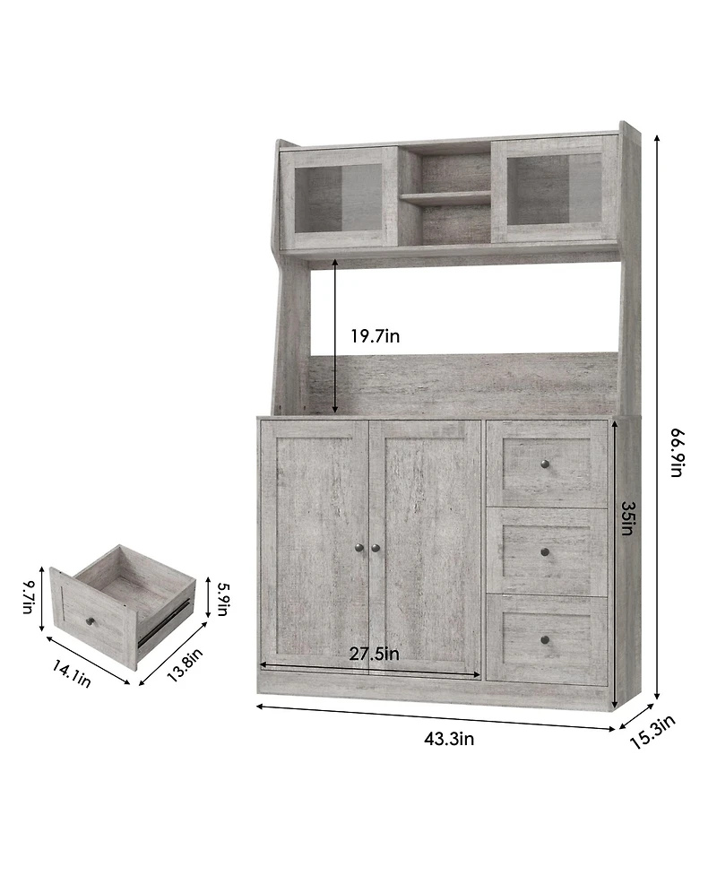 gaomon Kitchen Pantry Cabinet with Microwave