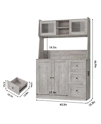 gaomon Kitchen Pantry Cabinet with Microwave