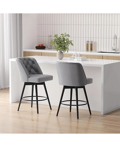 gaomon Swivel Bar Stools with Backs,26" Counter Height Bar Stools Set of 2,Modern Kitchen Island Chairs for Kitchen Island,Home