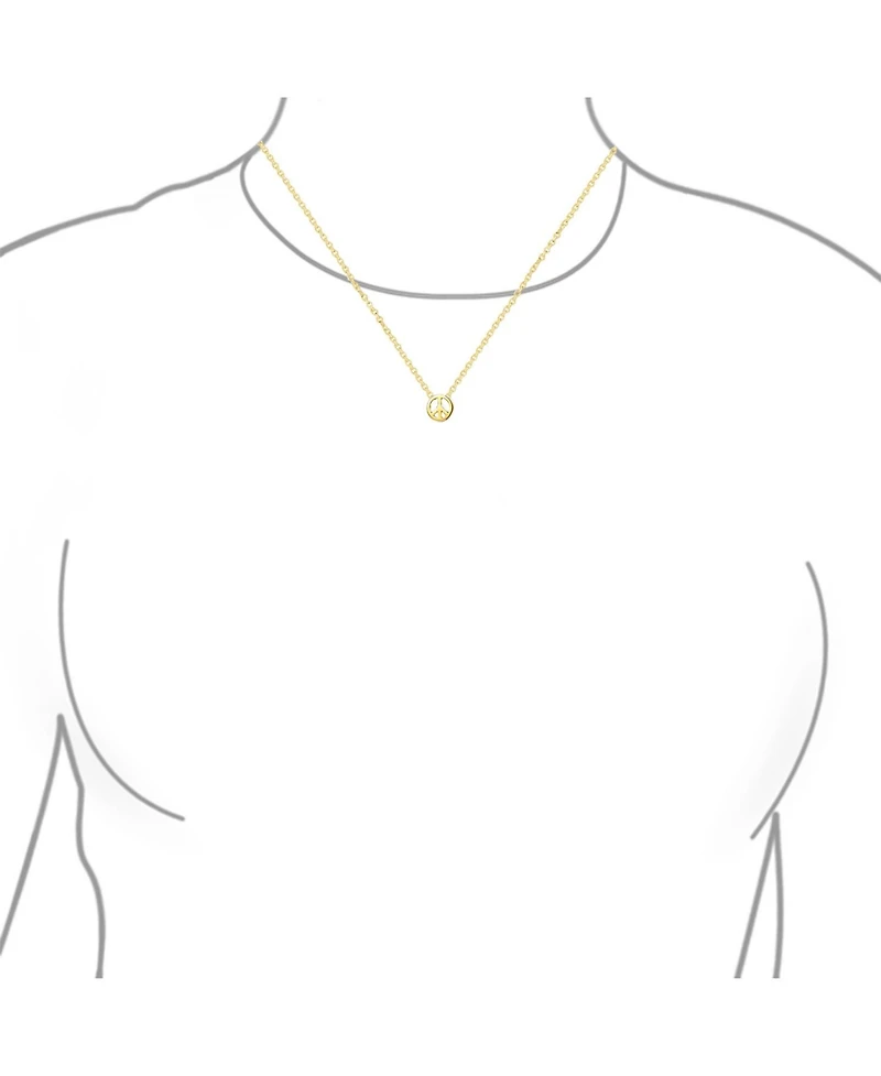 Bling Jewelry Tiny World Peace Sign Pendant Necklace Gold Plated .925 Sterling Silver