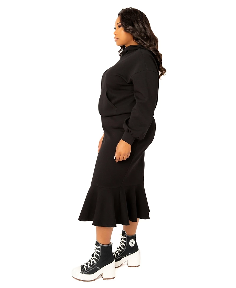 Buxom Couture Plus Scuba Hoodie and Peplum Skirt Set