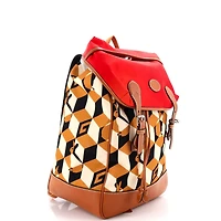 Pre-Owned Gucci Interlocking G Patch Flap Buckle Backpack Printed Nylon with Canvas and Leather