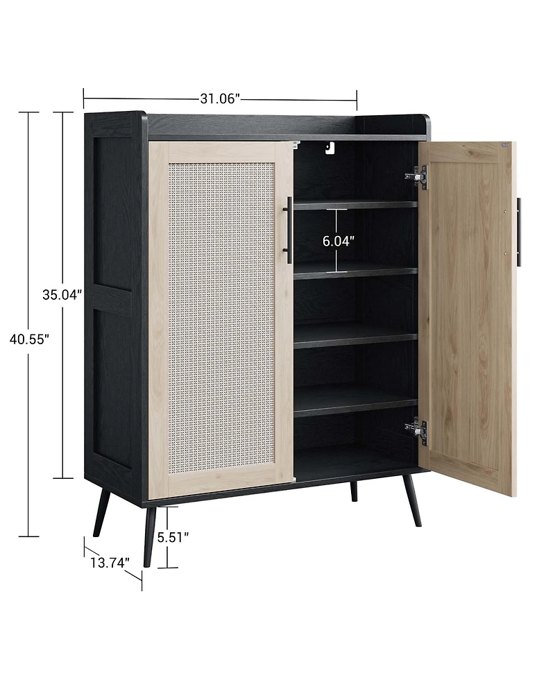 gaomon Shoe Cabinet, 6-Tier Shoe Storage Cabinet with Doors and Shelves, Farmhouse Shoe Cabinet