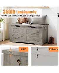 gaomon Wooden Toy Chest & Storage Bench, Safety Hinge for Kids Room