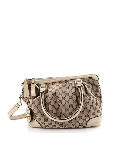 Pre-Owned Gucci Medium Sukey Tote Gg Canvas with Leather