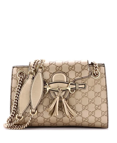 Pre-Owned Gucci Small Emily Chain Flap Shoulder Bag Guccissima Leather