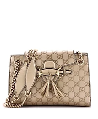 Pre-Owned Gucci Small Emily Chain Flap Shoulder Bag Guccissima Leather