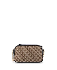 Pre-Owned Gucci Small Gg Marmont Shoulder Bag Diagonal Quilted Gg Canvas with Leather