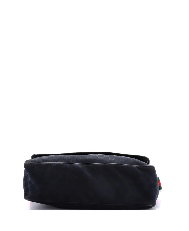 Pre-Owned Gucci Medium Web Strap Flap Messenger Gg Canvas