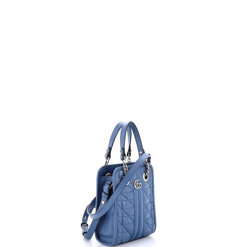 Pre-Owned Gucci Mini Gg Marmont Handle Crossbody Bag Matelasse Leather