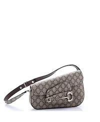 Pre-Owned Gucci Small Horsebit 1955 Asymmetric Shoulder Bag Gg Coated Canvas