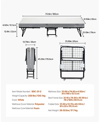Gouun 31 in Foldable Rollaway Bed with 5 in Mattress for Guests