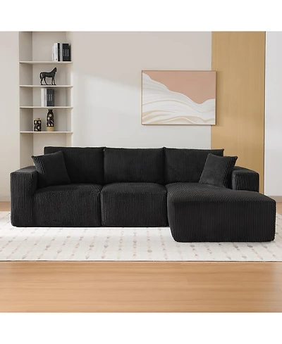 gaomon 108" L-Shaped Modular Sectional Sofa, 3-Piece Corduroy Cloud Couch with Right Facing Chaise & Armrests, No Assembly