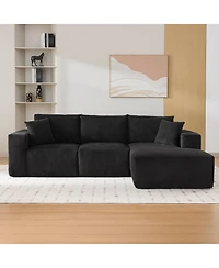 gaomon 108" L-Shaped Modular Sectional Sofa, 3-Piece Corduroy Cloud Couch with Right Facing Chaise & Armrests, No Assembly