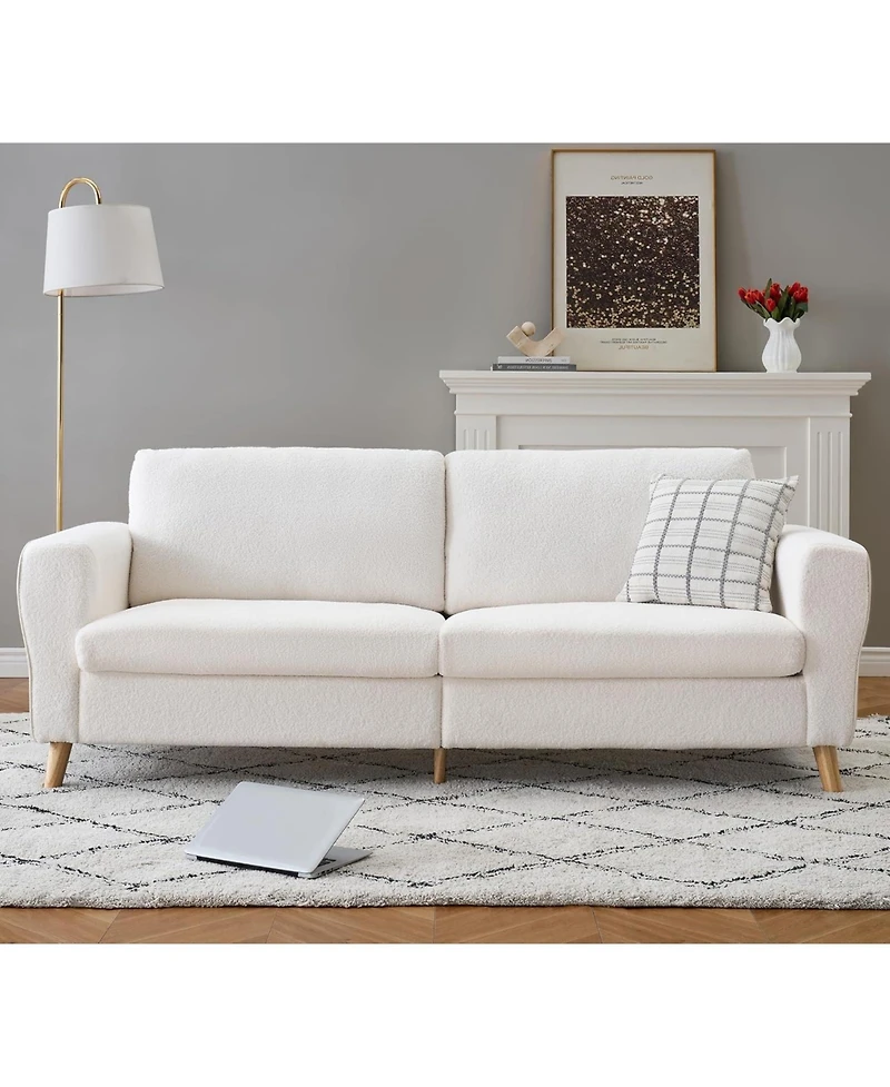gaomon 84" Sofa Couch, Modern Boucle 3-Seater with Streamlined Armrests and Wood Legs