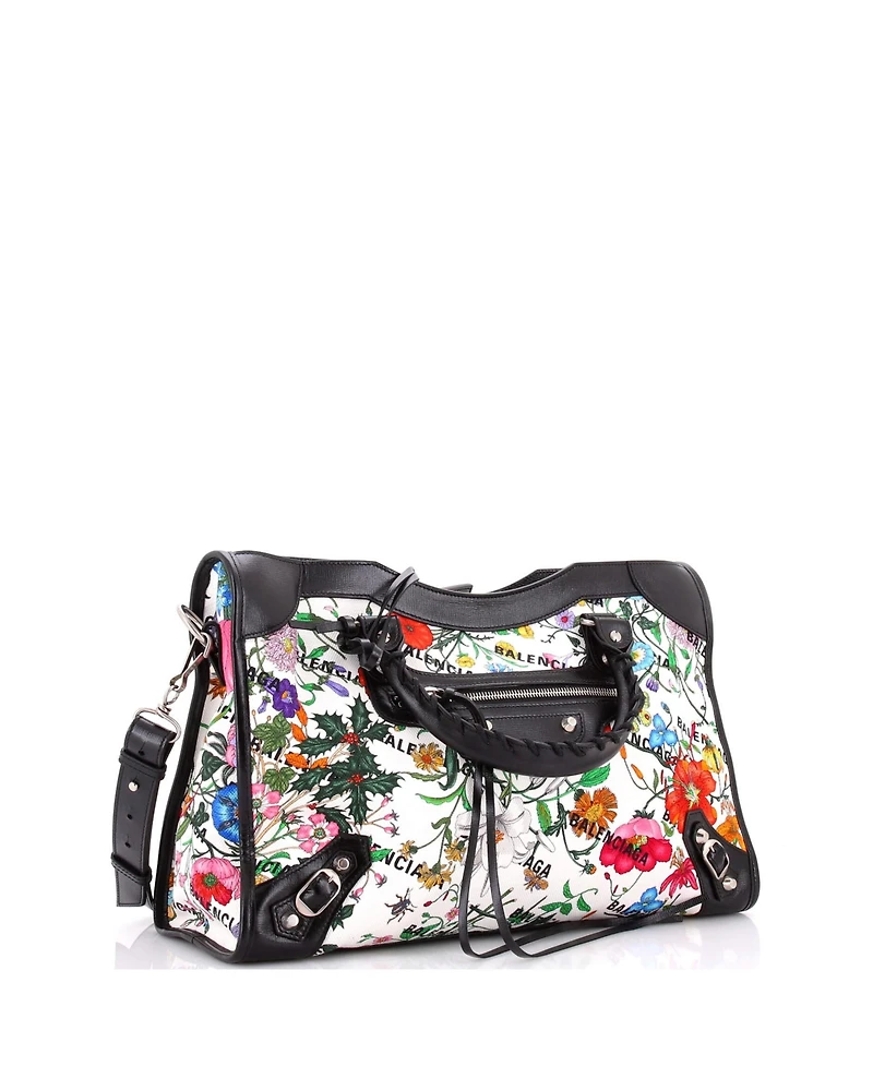 Pre-Owned Gucci Medium x Balenciaga The Hacker Project Neo Classic City Bag Flora Canvas