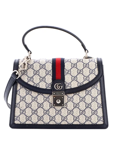 Pre-Owned Gucci Small Ophidia Flap Top Handle Bag Gg Coated Canvas