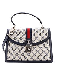 Pre-Owned Gucci Small Ophidia Flap Top Handle Bag Gg Coated Canvas