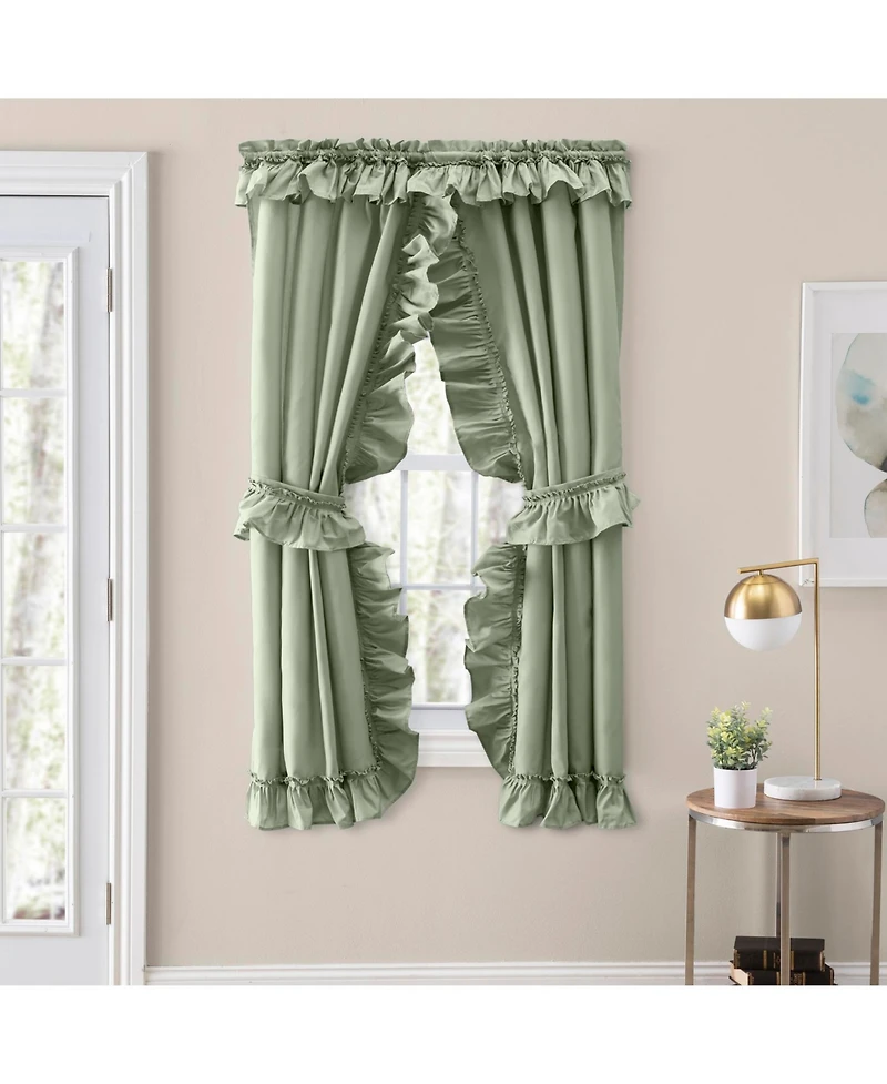 Ellis Curtain 70% Polyester 30% Cotton Stacey Ruffled Prscilla Curtain Panel Pairs With Tiebacks 54"