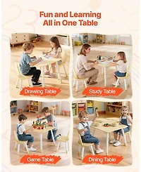 Gouun Kids Table and 2 Chairs Set with Graffiti Desktop for Art Reading and Play