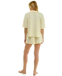 Sincerely Jules Women's Short-Sleeve Top and Elastic Waist Shorts, 2-Piece Set