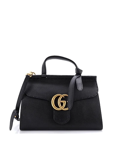 Pre-Owned Gucci Small Gg Marmont Top Handle Bag Leather