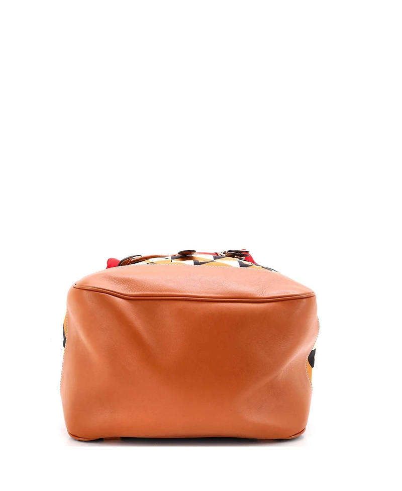 Pre-Owned Gucci Interlocking G Patch Flap Buckle Backpack Printed Nylon with Canvas and Leather
