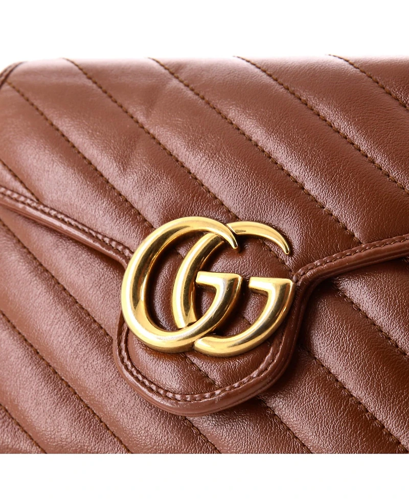 Pre-Owned Gucci Mini Gg Marmont Chain Wallet Matelasse Leather