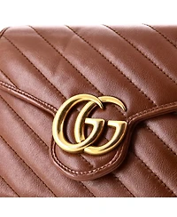 Pre-Owned Gucci Mini Gg Marmont Chain Wallet Matelasse Leather