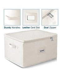 StorageBud 2 Pack Stackable Wine Glass Storage Boxes with Dividers - Stemware Storage for 24 Glasses, Quilted China Storage Containers