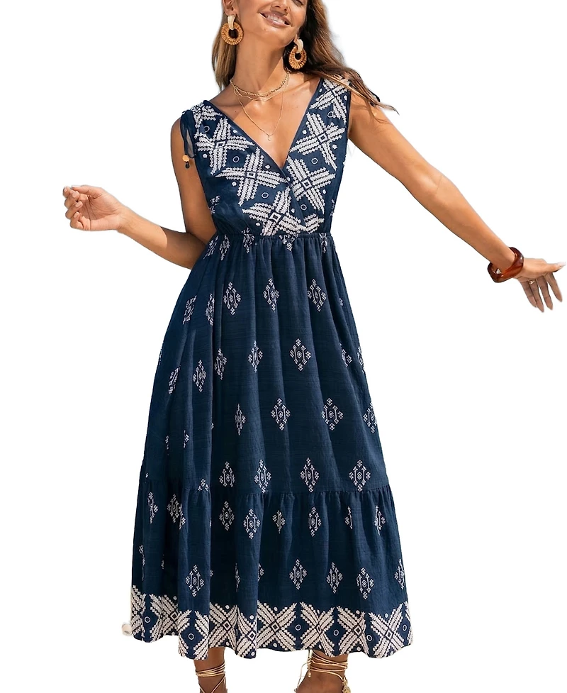 Cupshe Women's Grounding Exercise Geo Maxi Beach Dress