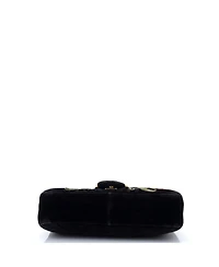 Pre-Owned Gucci Medium Gg Marmont Flap Bag Embroidered Matelasse Velvet