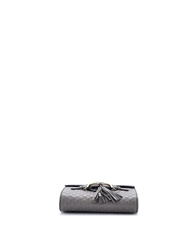 Pre-Owned Gucci Mini Emily Chain Flap Bag Microguccissima Leather