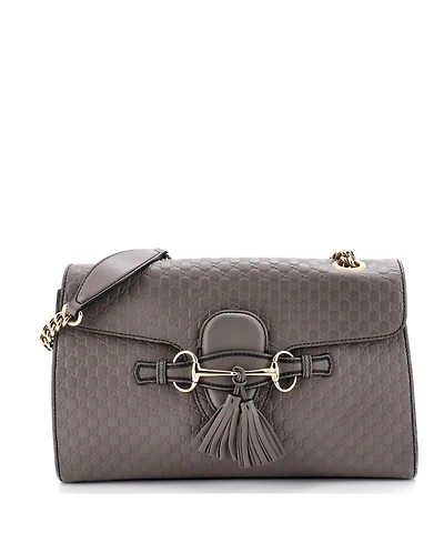 Pre-Owned Gucci Medium Emily Chain Flap Bag Microguccissima Leather