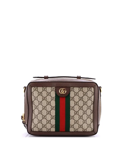 Pre-Owned Gucci Small Ophidia Zip Around Camera Bag Gg Coated Canvas