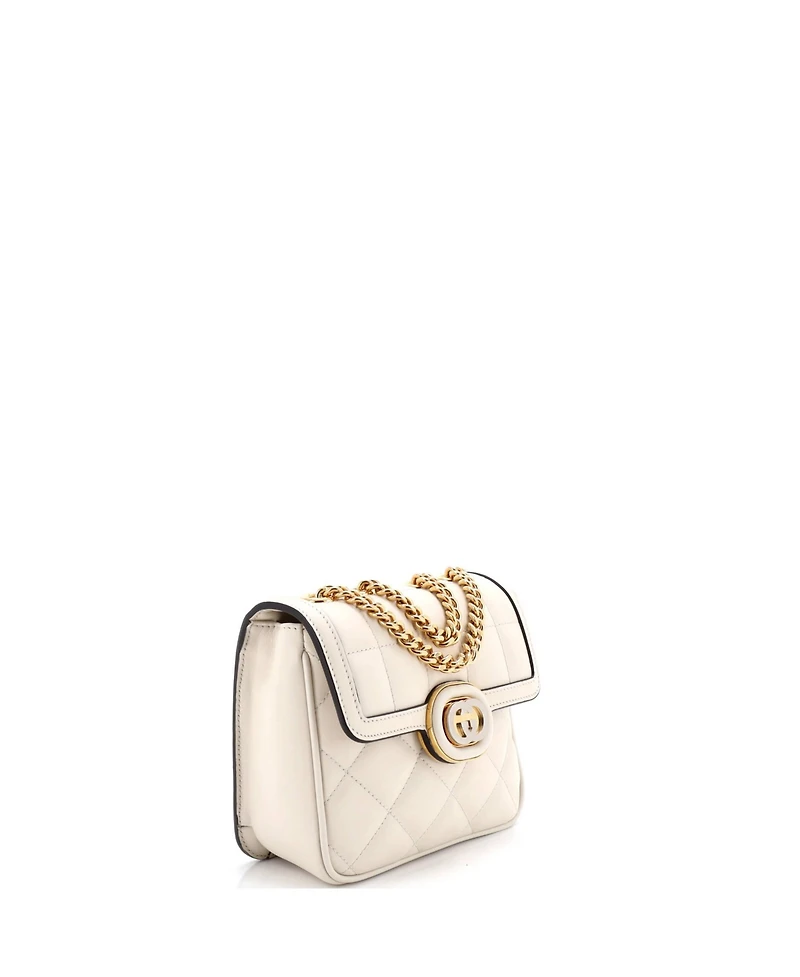 Pre-Owned Gucci Mini Deco Chain Flap Bag Mixed Matelasse Leather