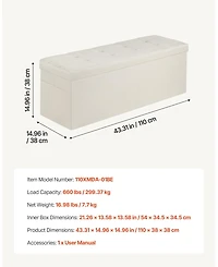 Gouun Foldable Linen Storage Ottoman Bench with Side Pockets and Hidden Storage