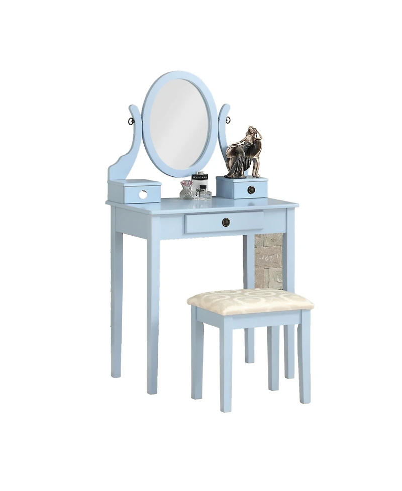 Rainsken Wood Makeup Vanity Desk and Stool Set