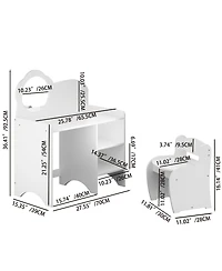 Rainsken Kids Vanity Desk Set with Mirror and Chair, Wooden Dressing Table with Storage Shelves, Study and Activity Table for Girls and Boys